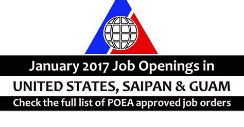 philstar agency hiring for guam salary|POEA Approved Job Orders in Guam .